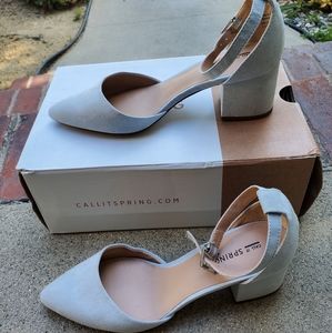 Call it Spring chunky heels with pointed toe 7.5